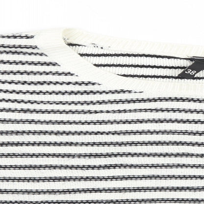 Divided Womens White Striped  Pullover Jumper Size 10