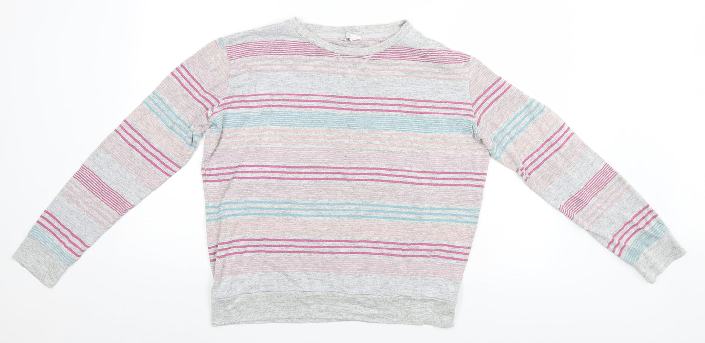 Marks and Spencer Womens Grey Striped  Pullover Jumper Size 14