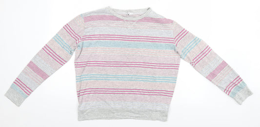 Marks and Spencer Womens Grey Striped  Pullover Jumper Size 14