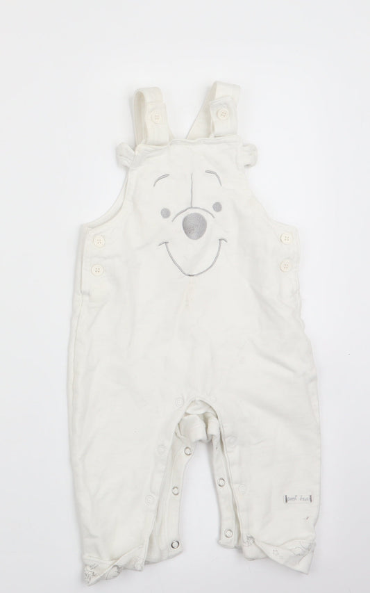Disney by TU Boys White Animal Print  Dungaree One-Piece Size 6-9 Months  - Polar Bear face