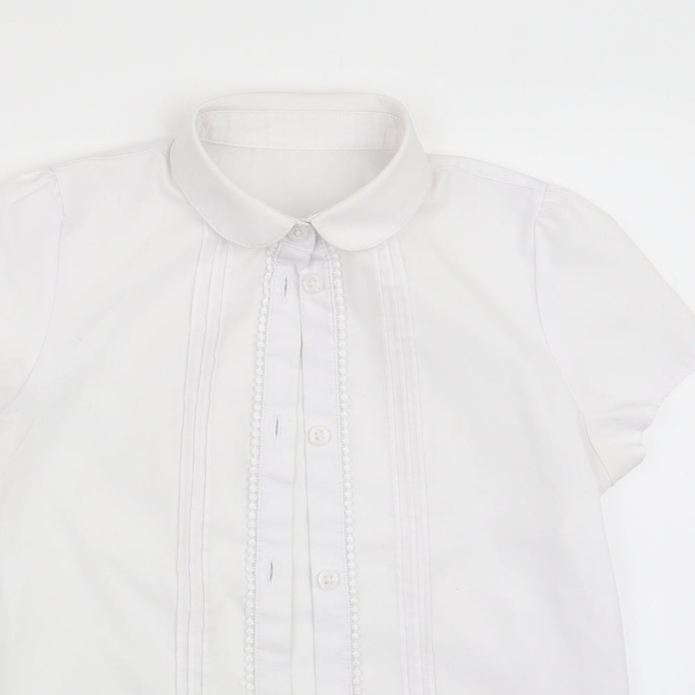 Florence and Fred Girls White   Basic Button-Up Size 8-9 Years