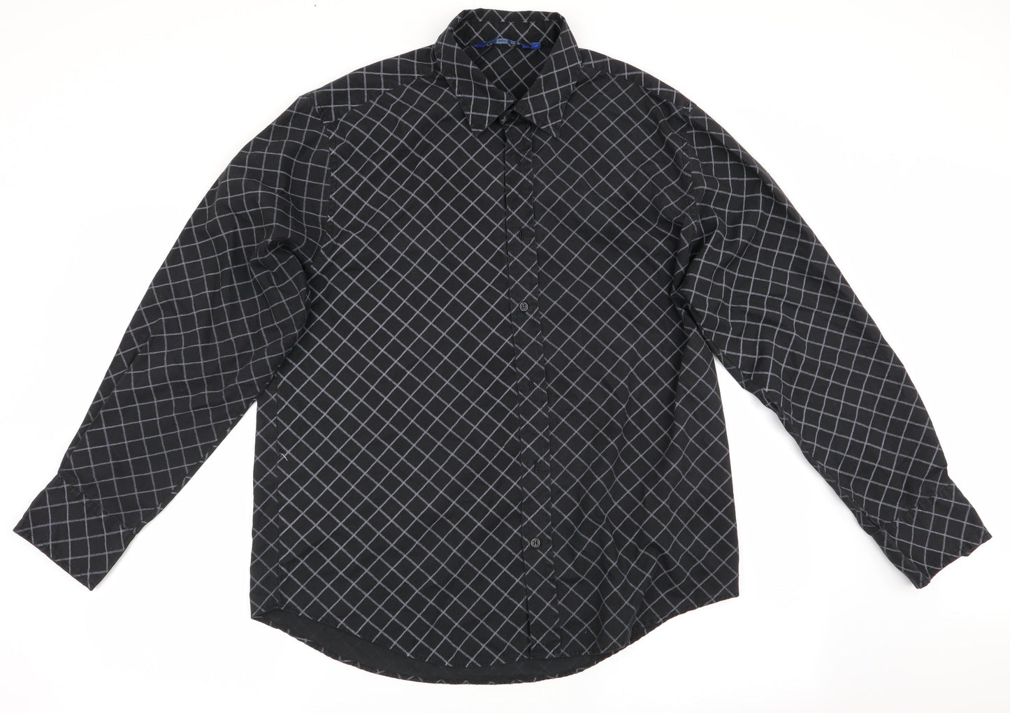 Freeport Mens Grey Check   Button-Up Size L
