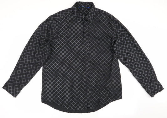 Freeport Mens Grey Check   Button-Up Size L