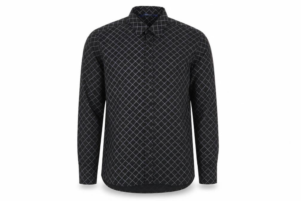 Freeport Mens Grey Check   Button-Up Size L