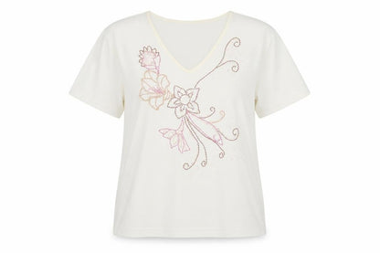 Bonmarché Womens Ivory Floral Basic Blouse Size XL