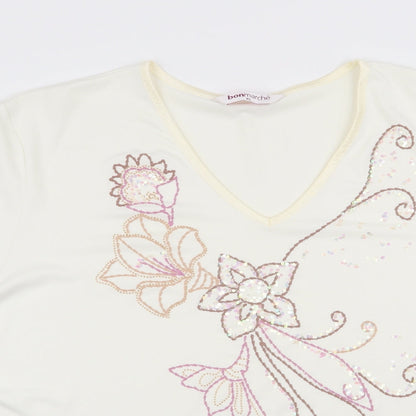 Bonmarché Womens Ivory Floral Basic Blouse Size XL