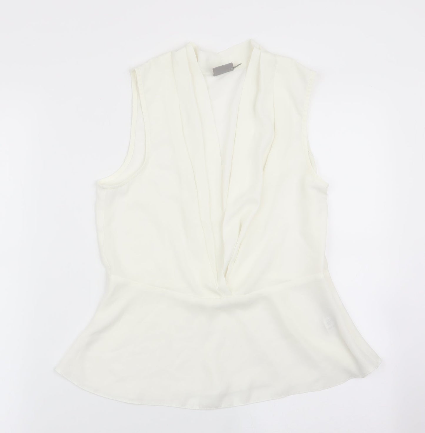 ASOS Womens Ivory   Basic Blouse Size 8  - Deep V Front