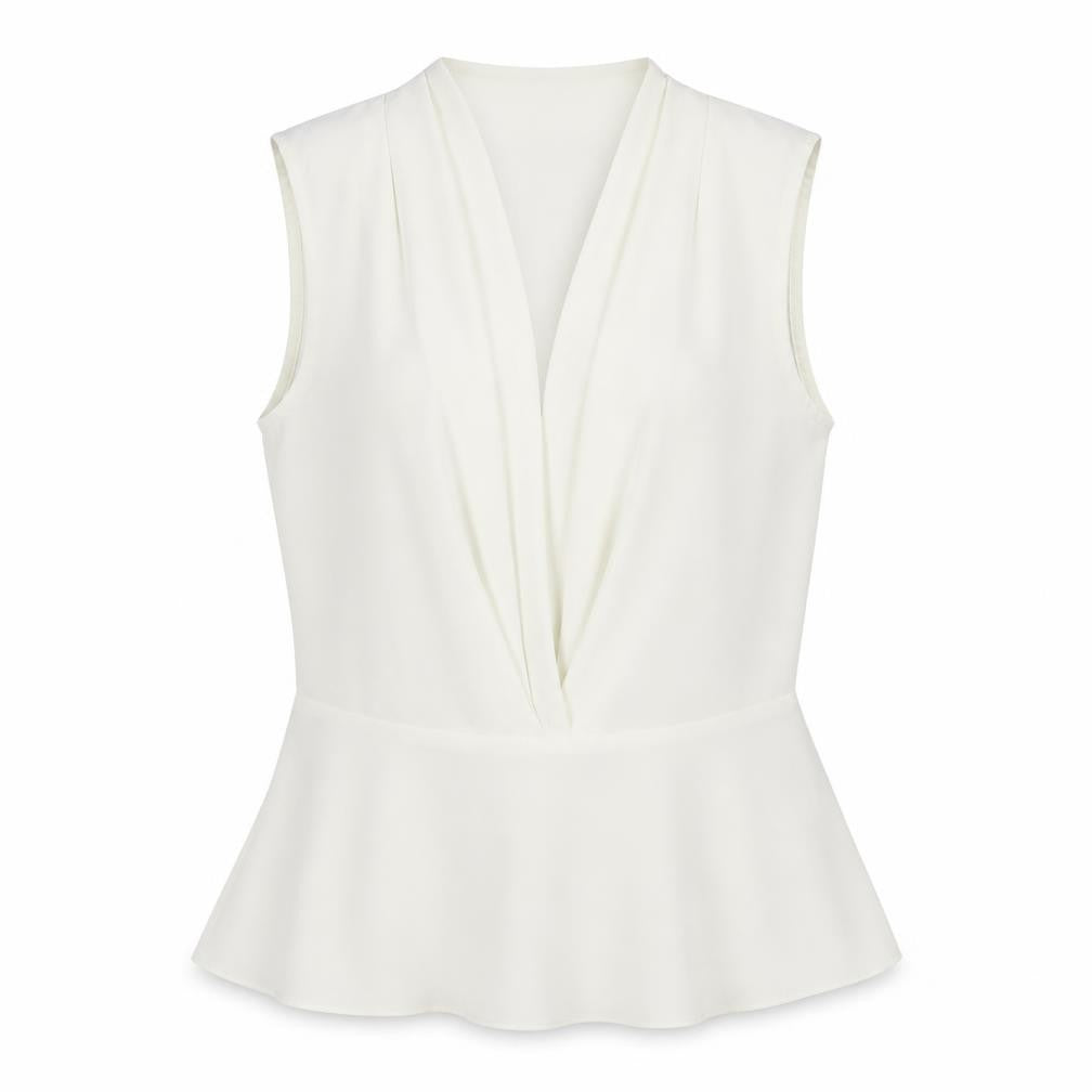 ASOS Womens Ivory   Basic Blouse Size 8  - Deep V Front