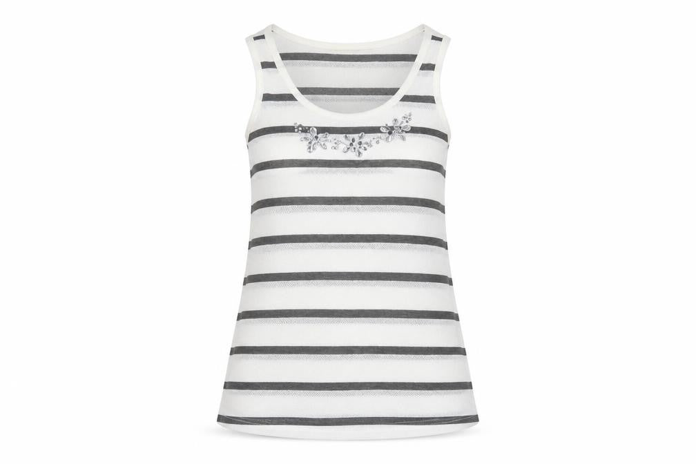 Preworn Womens White Striped  Basic T-Shirt Size S