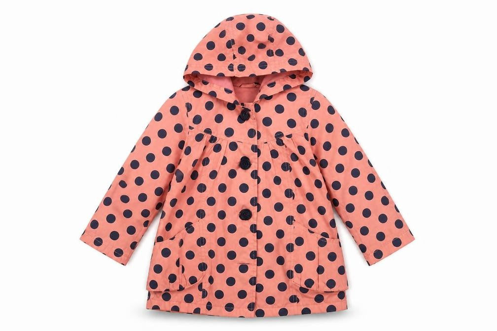 Mothercare Girls Pink Polka Dot  Parka Coat Size 2-3 Years