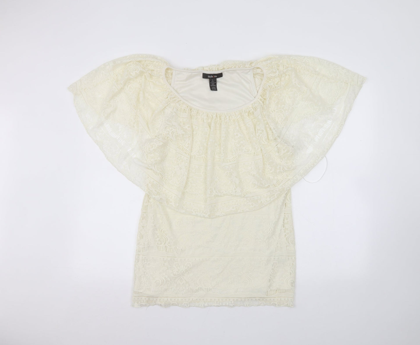 Style&co. Womens White   Basic Blouse Size L