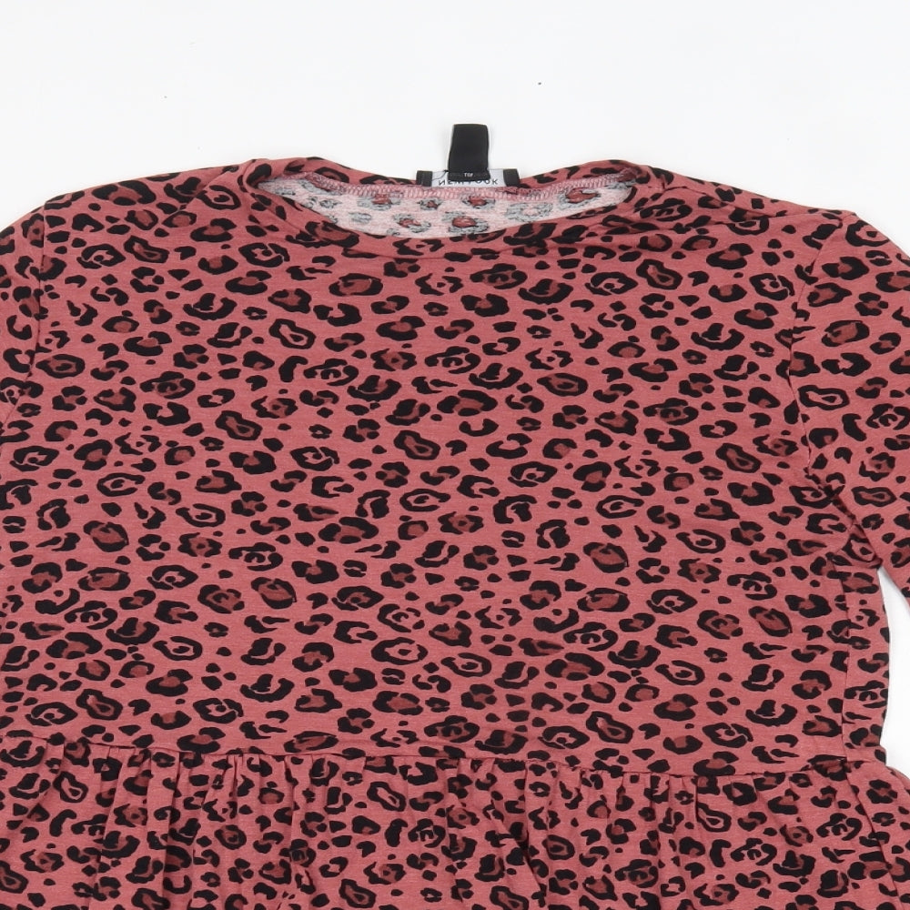 New Look Womens Pink Animal Print  Basic Blouse Size 8
