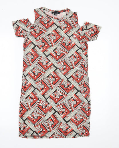Atmosphere Womens Red Geometric  A-Line  Size 6