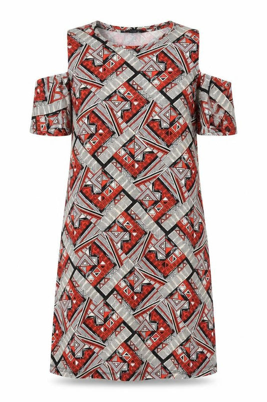 Atmosphere Womens Red Geometric  A-Line  Size 6