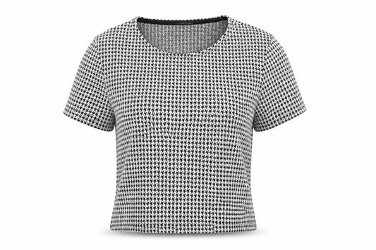 Miss Selfridge Womens Multicoloured Houndstooth  Cropped T-Shirt Size 8