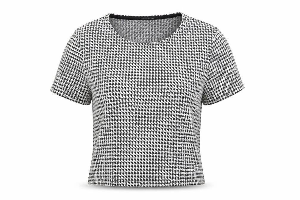 Miss Selfridge Womens Multicoloured Houndstooth  Cropped T-Shirt Size 8