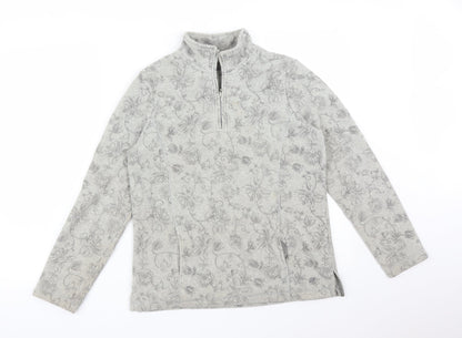 Dash Womens Grey Floral  Pullover Jumper Size 10