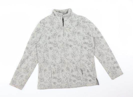 DASH Womens Grey Floral  Pullover Jumper Size 10