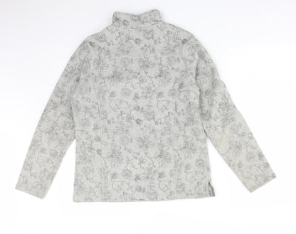 Dash Womens Grey Floral  Pullover Jumper Size 10