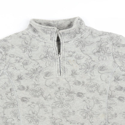 Dash Womens Grey Floral  Pullover Jumper Size 10