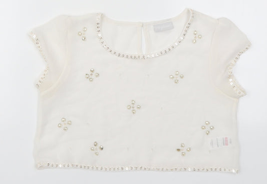 Matalan Girls White   Cropped T-Shirt Size 12 Years