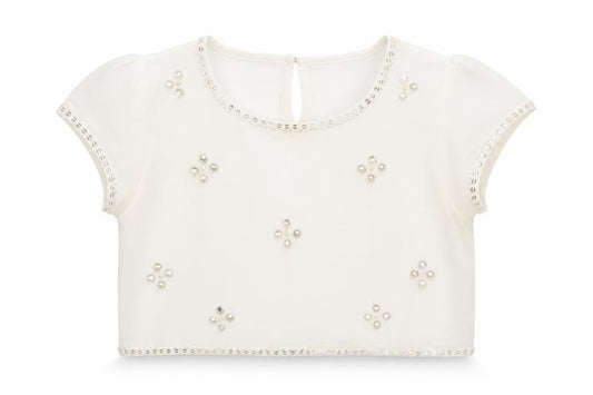 Matalan Girls White   Cropped T-Shirt Size 12 Years