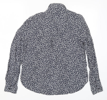 Monki Womens Blue Floral  Basic Button-Up Size S