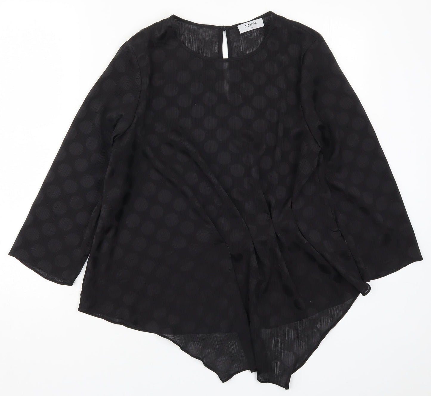 Soon Womens Blue Polka Dot  Basic Blouse Size 12