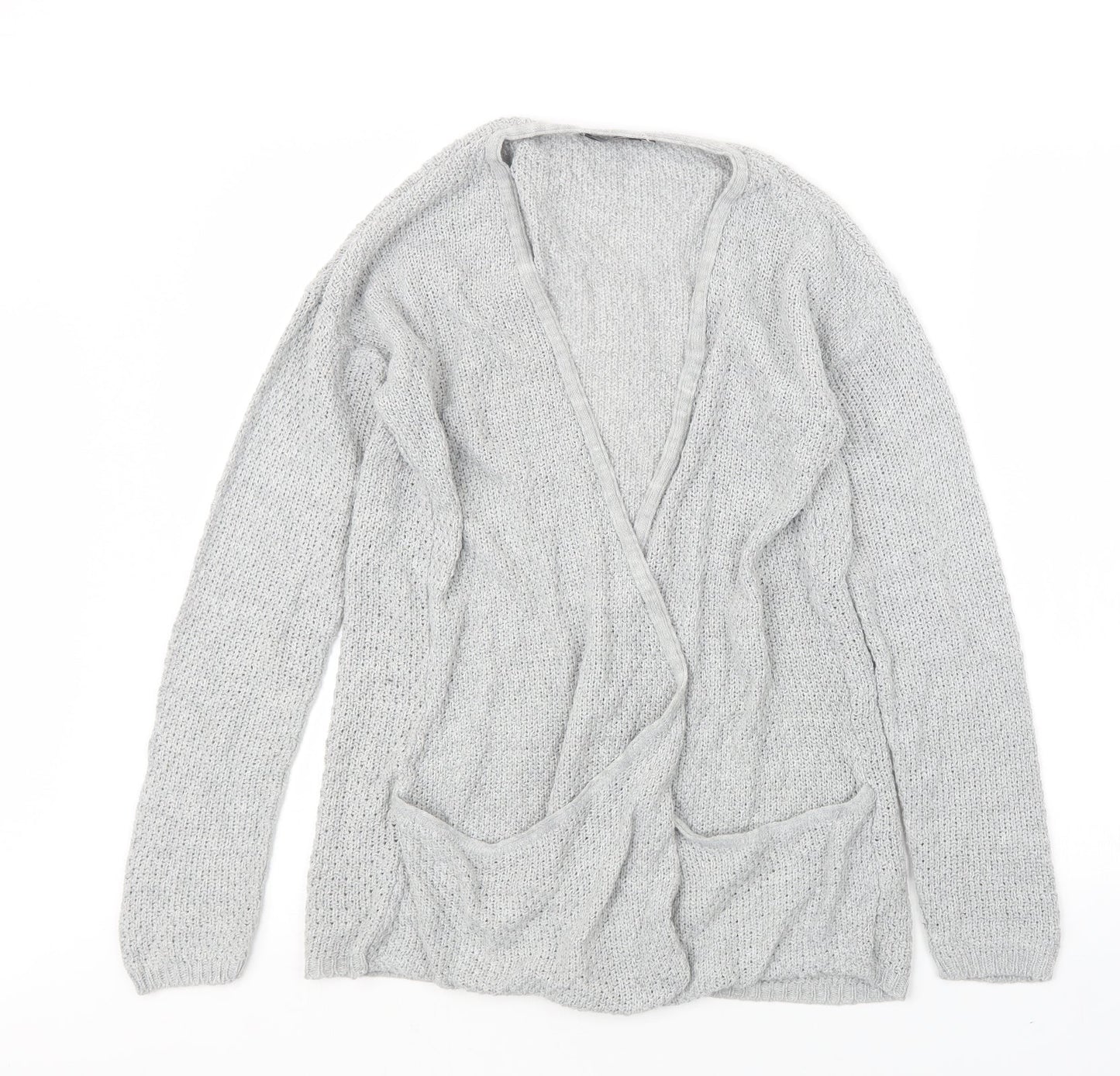 PRETTYLITTLETHING Womens Grey  Knit Cardigan Jumper Size M