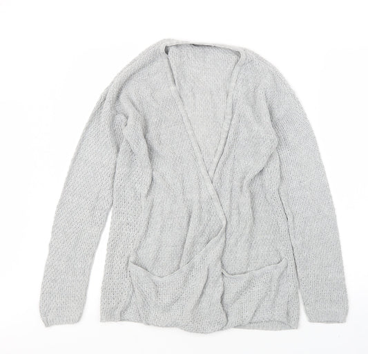 PRETTYLITTLETHING Womens Grey  Knit Cardigan Jumper Size M