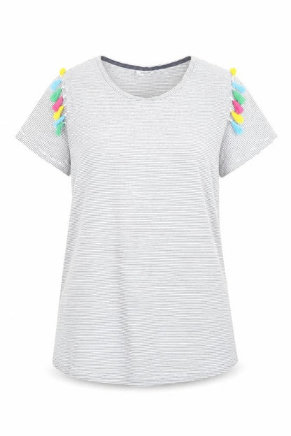 nocozo Womens Black Striped  Basic T-Shirt Size 12