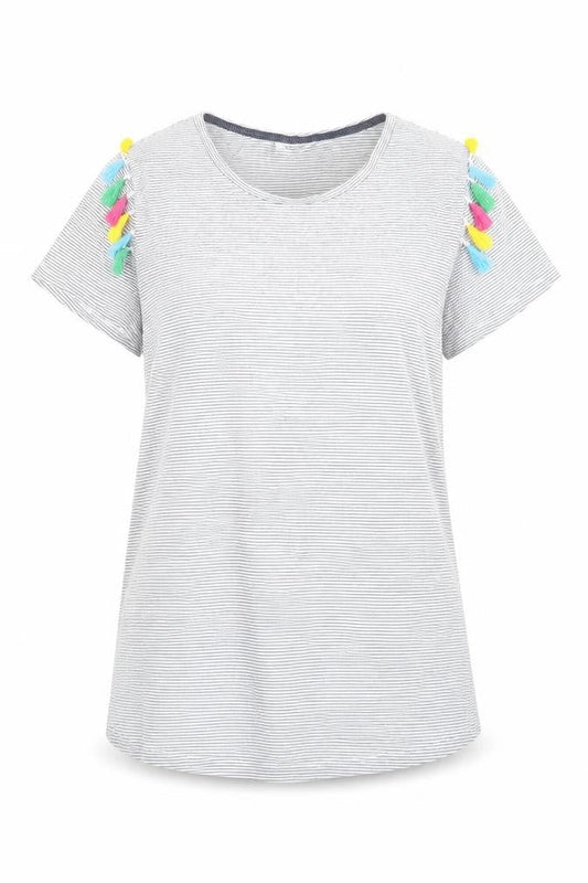 nocozo Womens Black Striped  Basic T-Shirt Size 12