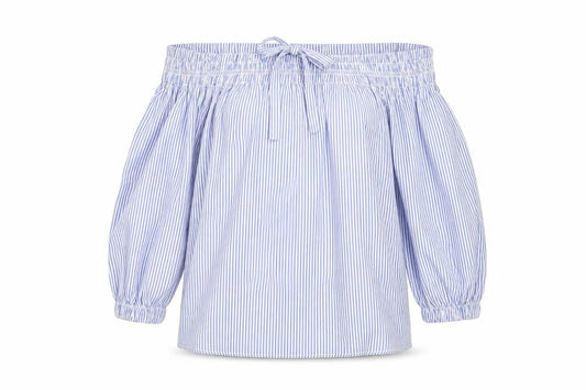 Atmosphere Womens Blue Striped  Basic Blouse Size 6