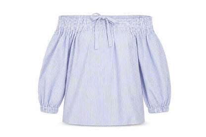 Atmosphere Womens Blue Striped  Basic Blouse Size 6