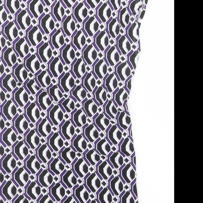 South Womens Purple Geometric  Basic T-Shirt Size 8