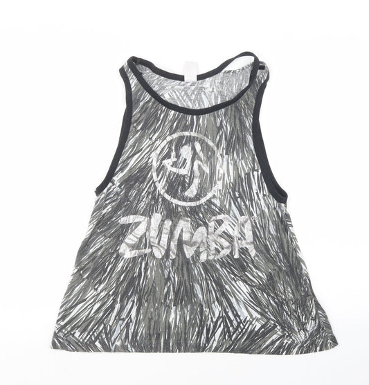 Zumba Womens Grey Geometric  Basic Tank Size M
