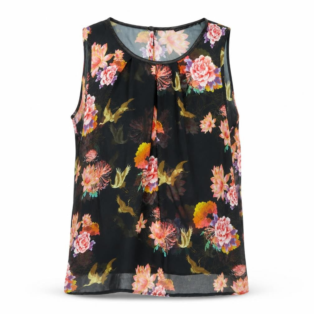 Atmosphere Womens Black Floral  Basic Tank Size 10