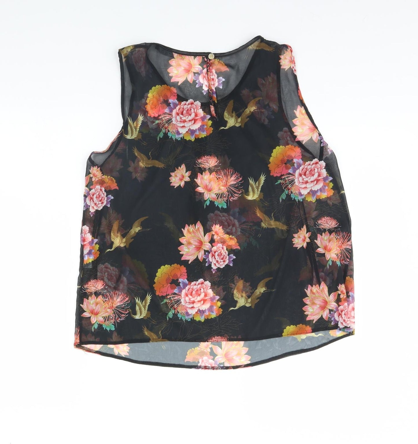 Atmosphere Womens Black Floral  Basic Tank Size 10