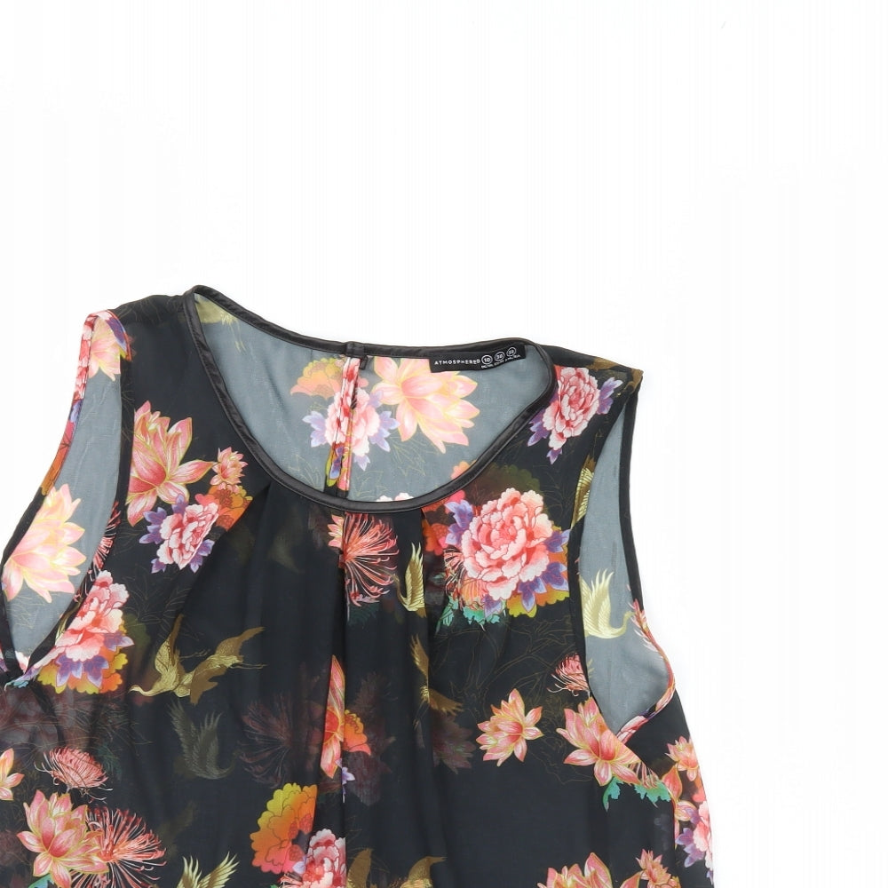 Atmosphere Womens Black Floral  Basic Tank Size 10
