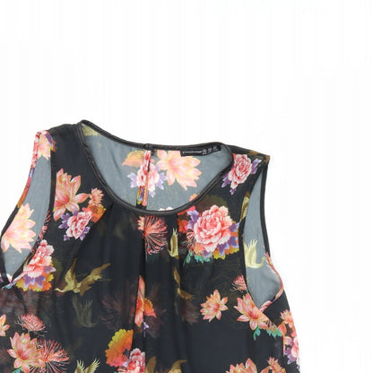 Atmosphere Womens Black Floral  Basic Tank Size 10