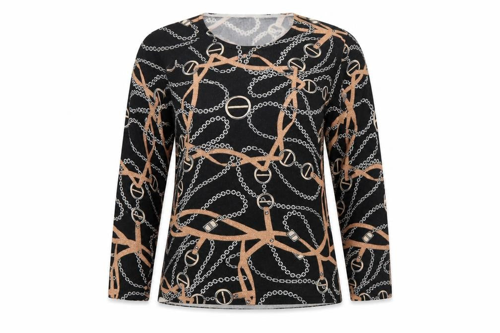 Preworn Womens Black Geometric  Pullover Jumper Size L