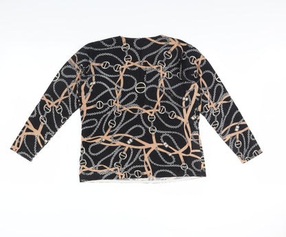 Preworn Womens Black Geometric  Pullover Jumper Size L