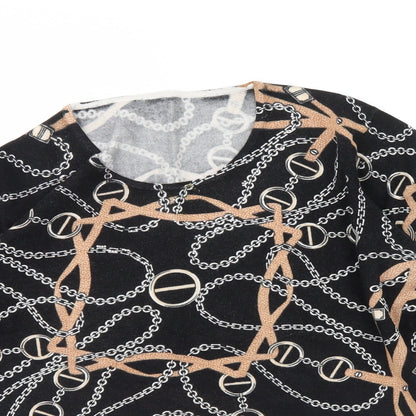 Preworn Womens Black Geometric  Pullover Jumper Size L