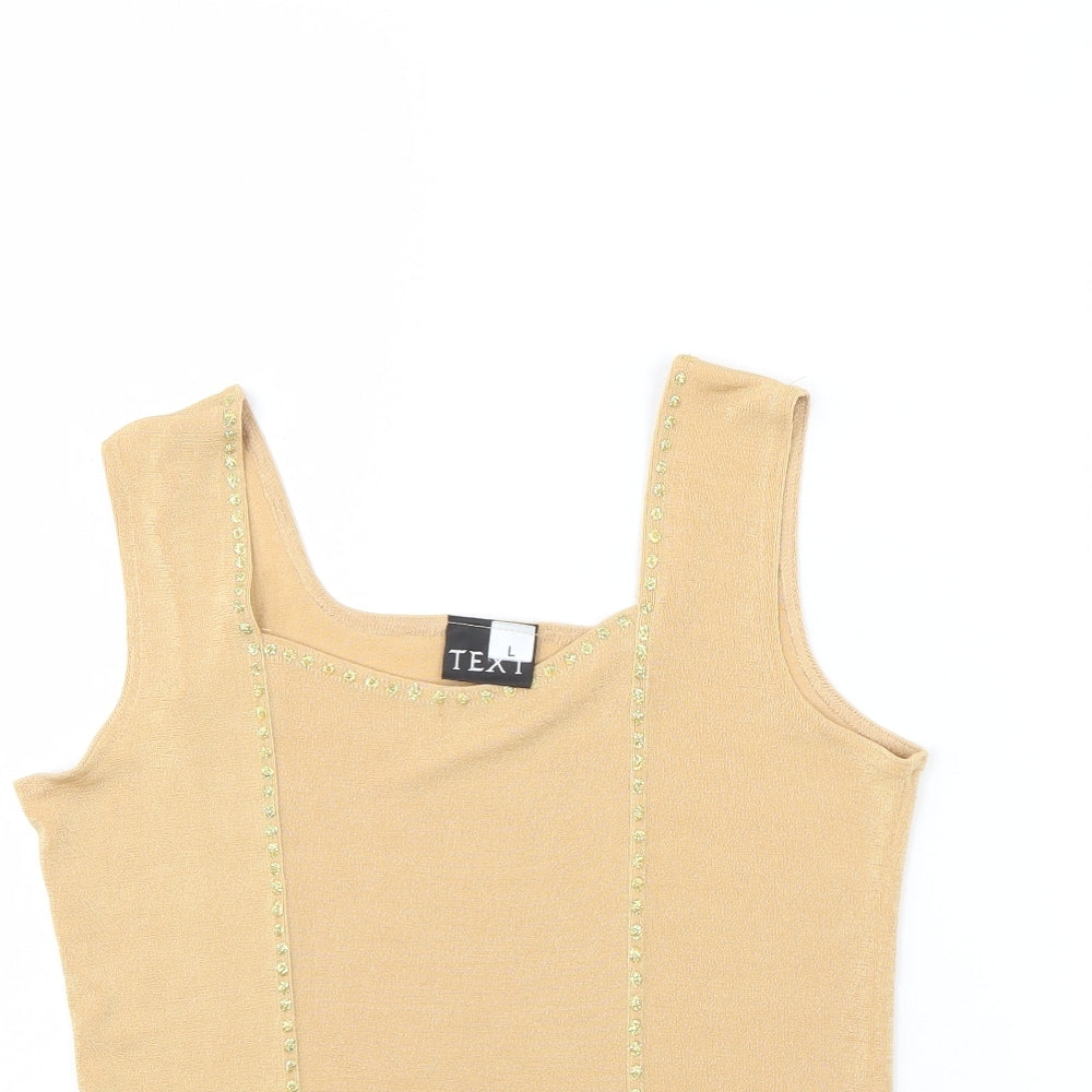 text Womens Beige   Basic Tank Size L