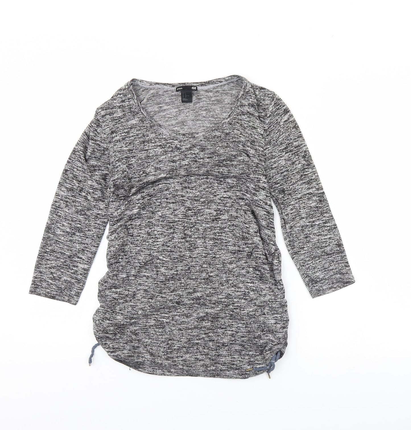 H&M Womens Grey Herringbone  Basic Blouse Size M