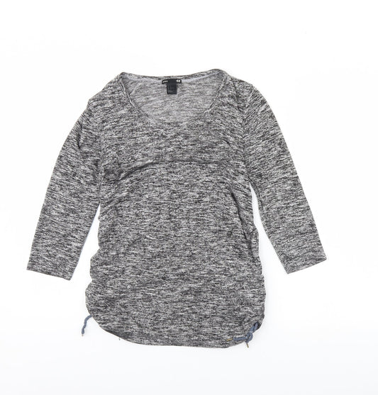 H&M Womens Grey Herringbone  Basic Blouse Size M