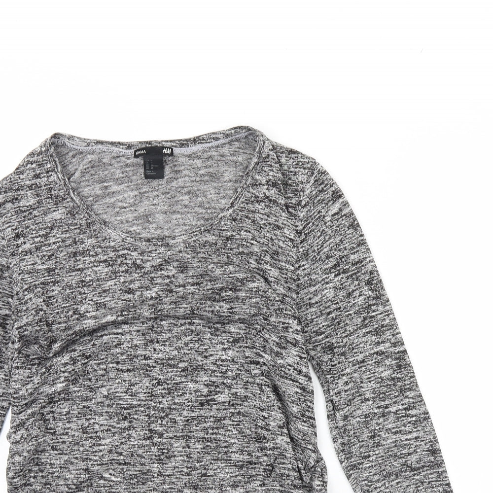 H&M Womens Grey Herringbone  Basic Blouse Size M