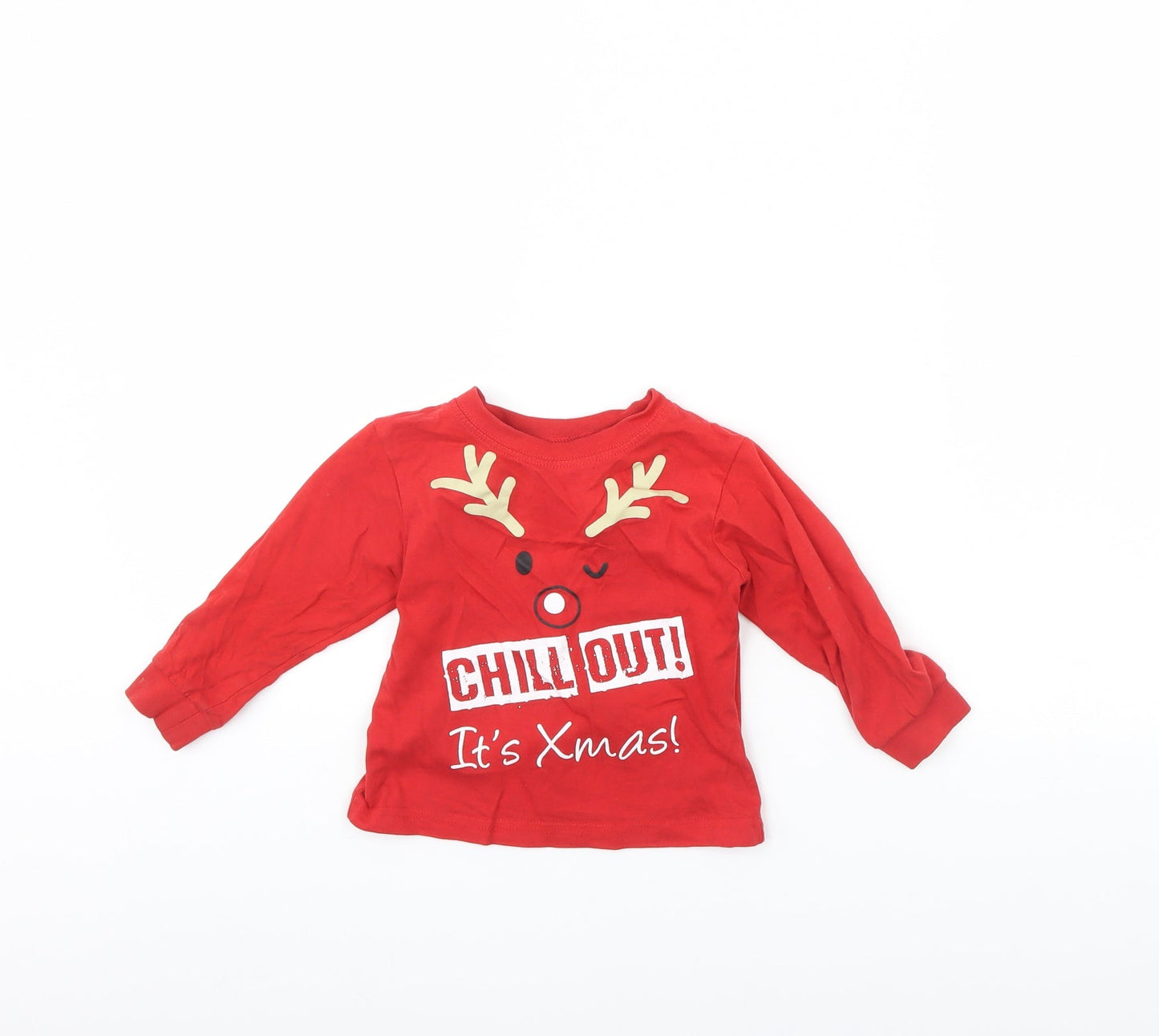Jims jams  Boys Red Solid   Pyjama Top Size 2 Years  - Christmas