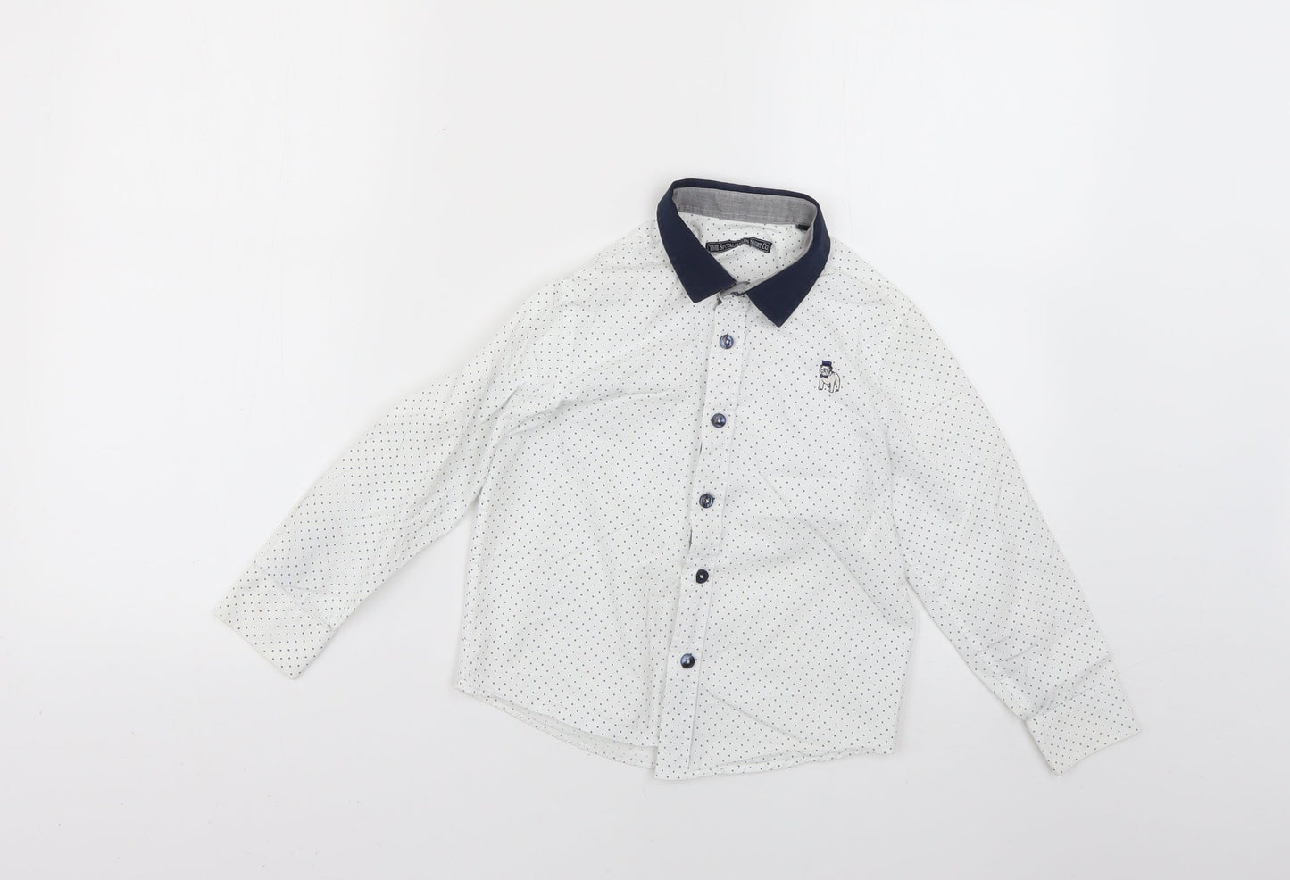 t5he spit5alfields shirt5 co Boys White Polka Dot  Basic Button-Up Size 5-6 Years