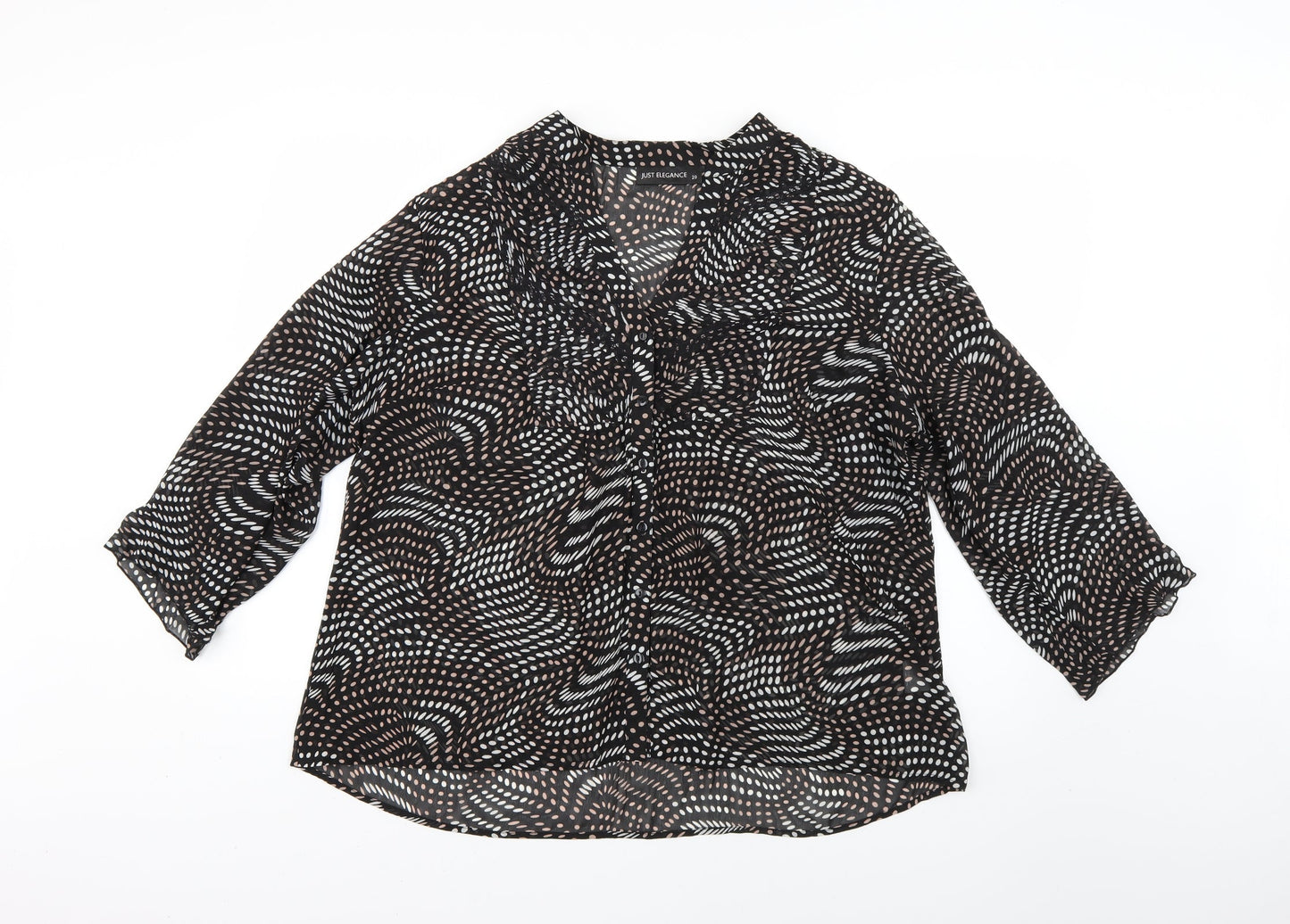 just elegance Womens Black Polka Dot  Basic Blouse Size 2
